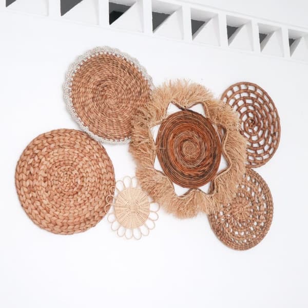 Rootz Tropical vægdekorationssæt 6 blandede stykker DALUM Boho Decor håndvævet af naturlige materialer