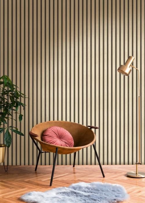 Papier Tapet Non-Woven 786272 Guld Svart 50-årsjubileum AS Mönster Akustisk Panel Trä A.S. Skapelse