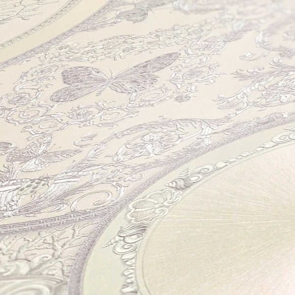 Barocktapet Raffaele M1-No.94 Silver Vit Tapetdesign