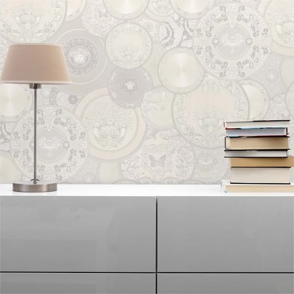 Barocktapet Raffaele M1-No.94 Silver Vit Tapetdesign