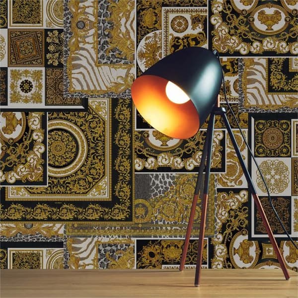 TADESSI barocktapet Samuel M1-No.305 non-vävd guld silver tapet design salong sovrum kök