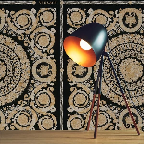 TADESSI barocktapet Jacopo M1-No.315 non-vävd svart guld tapet med ornament för vardagsrum, sovrum, kök