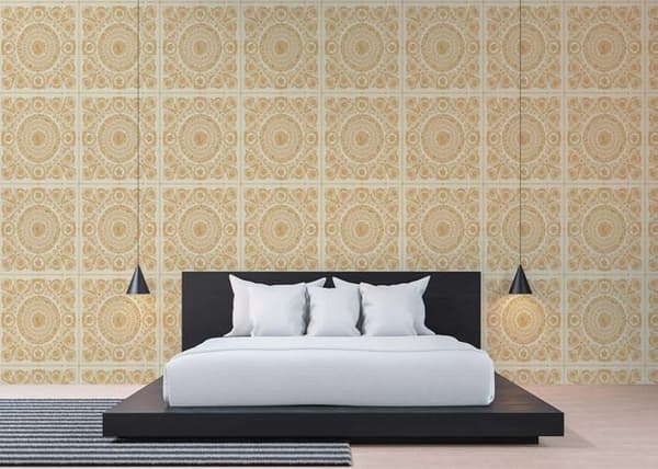 barocktapet Jacopo M1-No.314 non-vävd tapet guld beige tapet med ornamenter