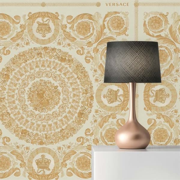 barocktapet Jacopo M1-No.314 non-vävd tapet guld beige tapet med ornamenter
