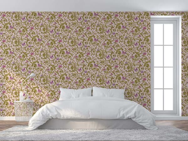 Barocktapet Raffaele M1-No.85 Grön Ros Tapetdesign