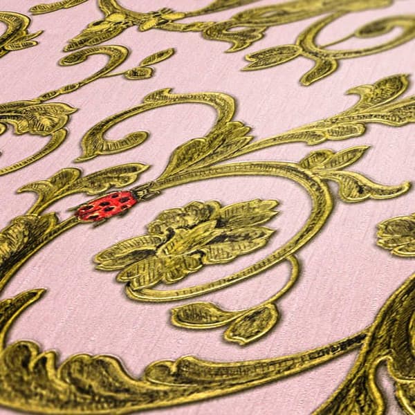 Barocktapet Raffaele M1-No.85 Grön Ros Tapetdesign