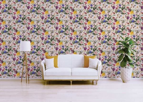 Tapet Blommor M1-No.2991 Non-woven tapet Färgglad Grön Floral Natur