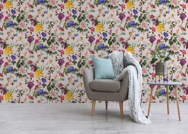 Tapet Blommor M1-No.2991 Non-woven tapet Färgglad Grön Floral Natur