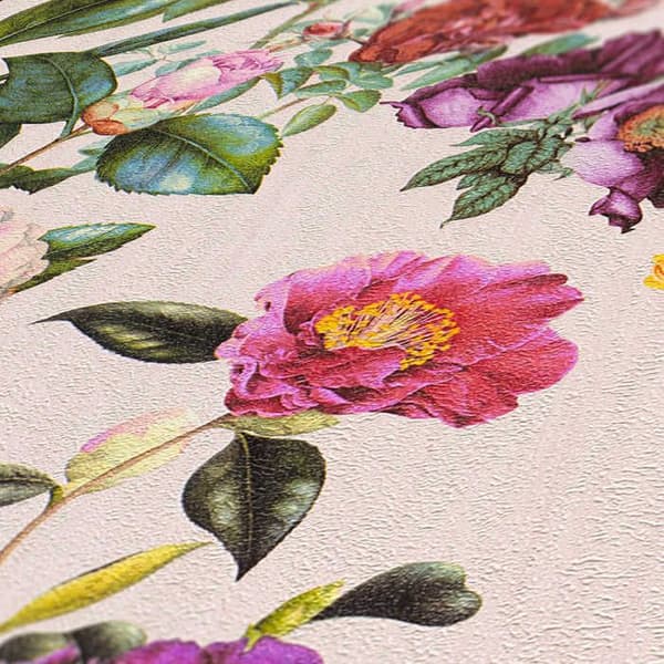 Tapet Blommor M1-No.2991 Non-woven tapet Färgglad Grön Floral Natur
