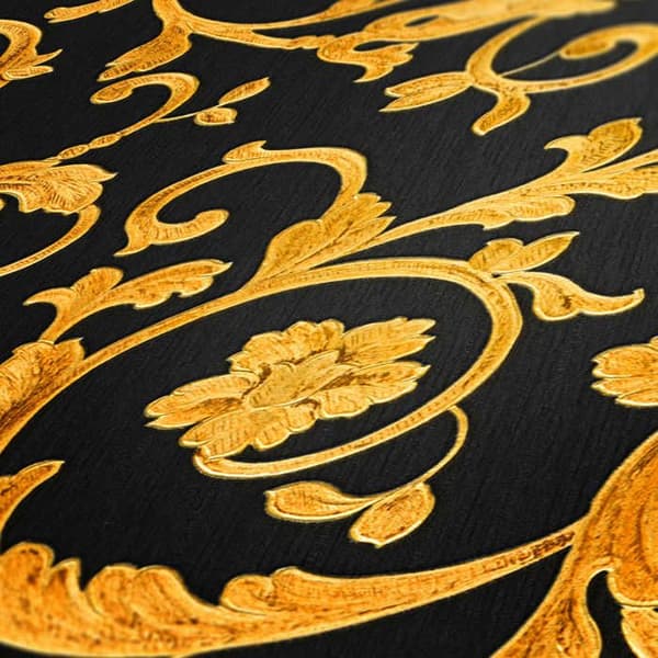 Barocktapet Raffaele M1-No.87 Guld Svart Tapetdesign