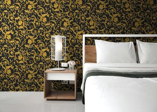 Barocktapet Raffaele M1-No.87 Guld Svart Tapetdesign