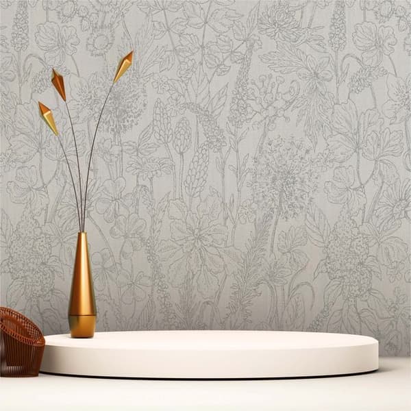 tapet blommor Florentin M1-No.1311 non-woven tapet vit silver blommig
