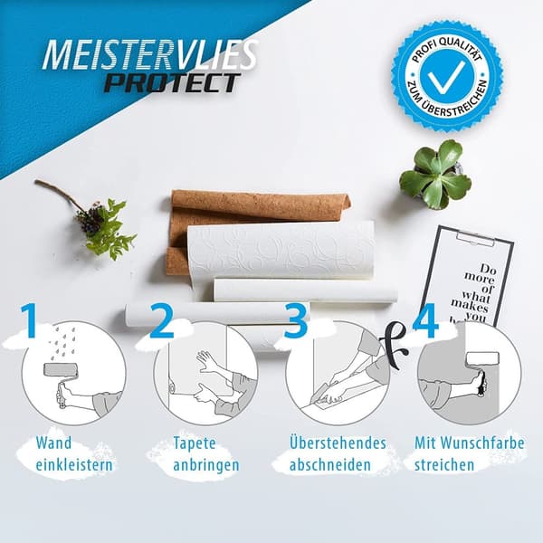 Rootz MeisterVlies ei kudottu taustakuva - maalattava seinäpeite - lasikuituvapaa taustakuva - halkeama -silitys, kestävä - 10,05m x 0,53m, valmistett