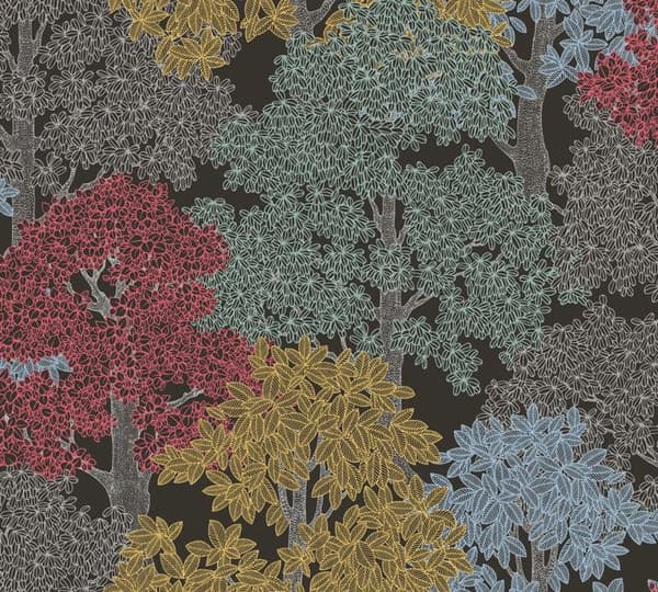 Arkitekters Papper Waldtapete Floral Impression tapet i naturmaterial utan PVC non-woven brun svart gul röd blå matt slät 377532...