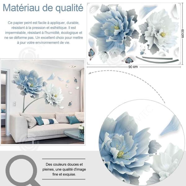 INN Tapeter 3 st 90x60cm modern tillverkad av hälsosamma och smaklösa material väggbeklädnad för vardagsrum TV bakgrund självhäftande tapeter