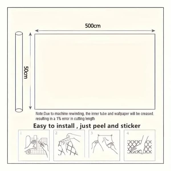 Moorle 3D mat mønster diatomit vægmærkat, vandafvisende tapet, klassisk tyk PVC selvklæbende vægmærkat, størrelse 50x500 cm
