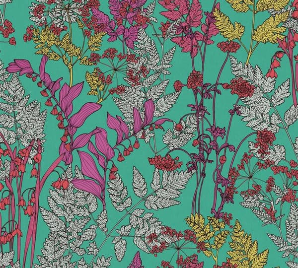 A.S. Creation 377516 Oklädespapper med blommor 0.53 m x 10.05 Grön