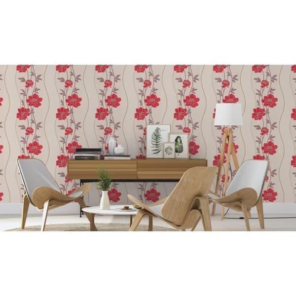 Rasch Selection | 886511 | non-woven tapet blommig | 0,53 m x 10,05 m | röd