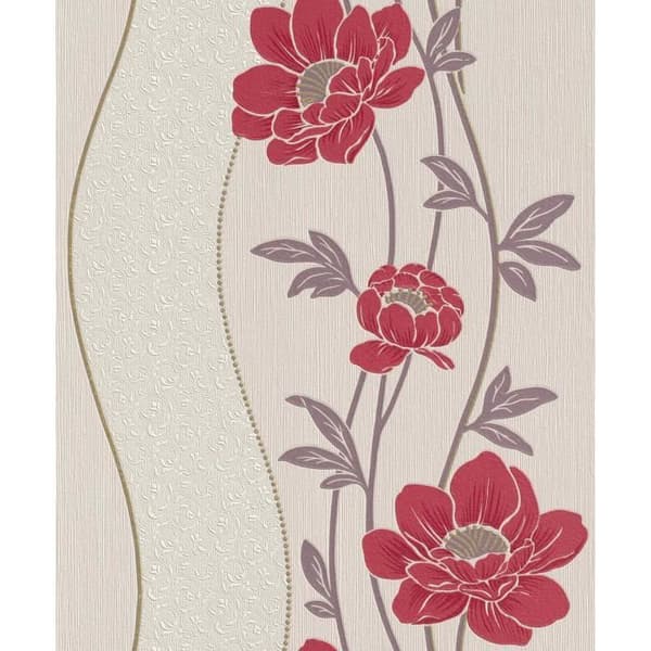 Rasch Selection | 886511 | non-woven tapet blommig | 0,53 m x 10,05 m | röd