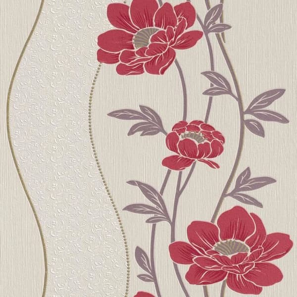 Rasch Selection | 886511 | non-woven tapet blommig | 0,53 m x 10,05 m | röd