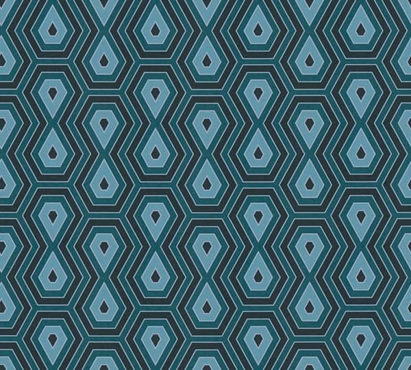 Retro Tapet M1-No.1539 Blå Svart Geometrisk Grafisk
