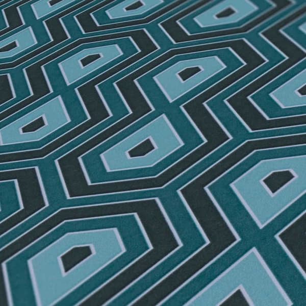 Retro Tapet M1-No.1539 Blå Svart Geometrisk Grafisk