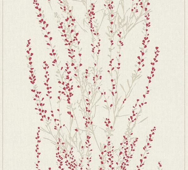 M1-No.1331 Non-vävt tapet Röd Beige Blommig Natur