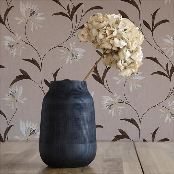 Tapet Blommor M1-No.3814 Tapet i Klassisk Vitt och Brunt Papper