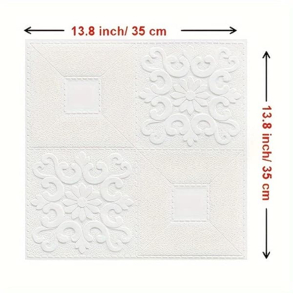 3D selvklæbende vægklistermærker 10-pak – Vandtætte vægpaneler og vægklistermærker, 35x35 cm hvid
