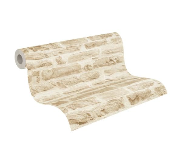 Non-woven tapeter - beige - stenimitation - Mönstrade tapeter - Elements II - A.S Création
