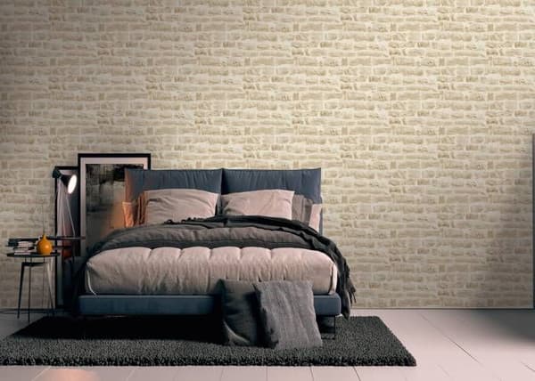 Non-woven tapeter - beige - stenimitation - Mönstrade tapeter - Elements II - A.S Création