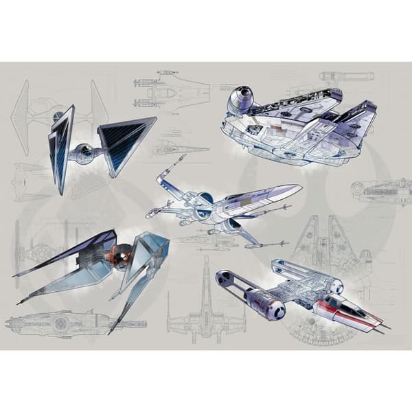 Komar DX8-078 Star Wars Blueprint Light Non-woven Tapet för barnrum Blueprint Light 400 x 280 cm