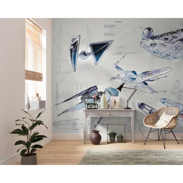 Komar DX8-078 Star Wars Blueprint Light Non-woven Tapet för barnrum Blueprint Light 400 x 280 cm