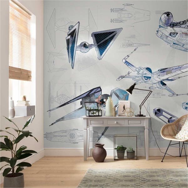 Komar DX8-078 Star Wars Blueprint Light Non-woven Tapet för barnrum Blueprint Light 400 x 280 cm