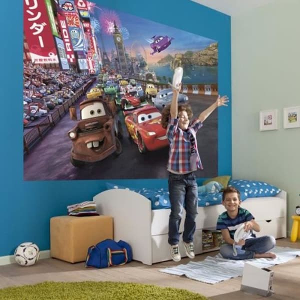 Tapet - Disney - Cars Race - 254x184 cm - Barnmotiv - Lim ingår