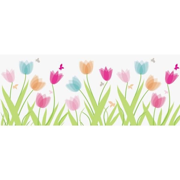 Fönsterdekor i självhäftande format "Tulipaner", 7,5 x 200 cm