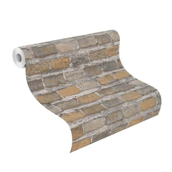 Rasch Factory IV 428056 non-woven tapet sten tegel 53cm x 1005cm brun