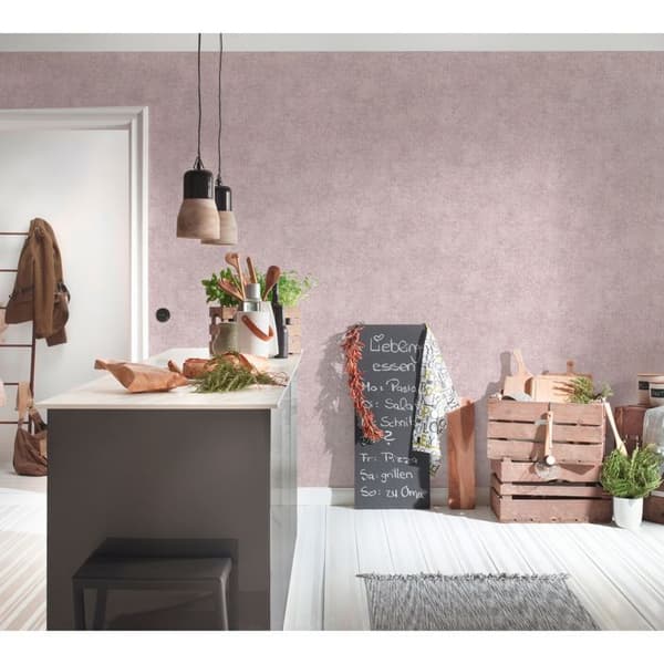 A.S. Création Unitapete Trendwall 2 enfärgat tapet non-woven matt rosa fint strukturerad 380894 38089-4