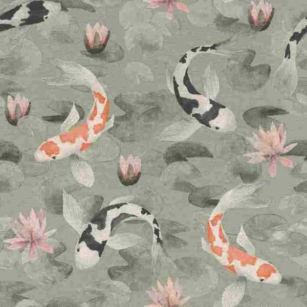 non-woven tapet 409437 tapet med djur 53 x 1005 cm Rasch Kimono grön