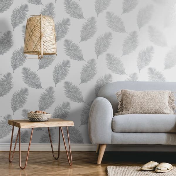 DUTCH WALLCOVERINGS Tapet Fawning Feather ljusgrå