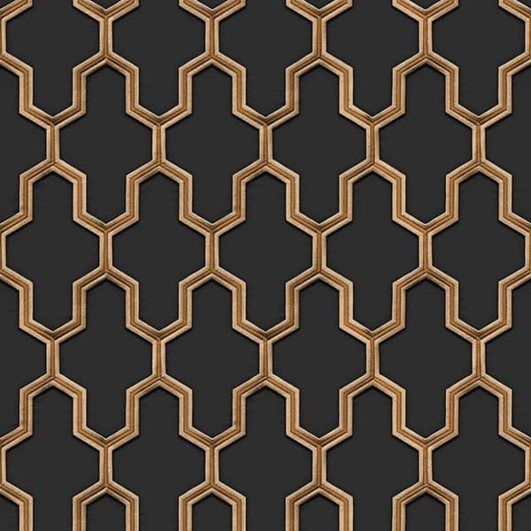DUTCH WALLCOVERINGS Tapet Geometric svart och guld
