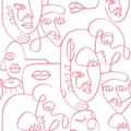 Miniatyrbild 2 av 2: Noordwand Tapet Friends & Coffee Line Art Faces vit och rosa