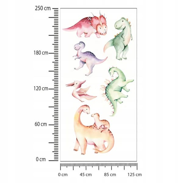 Lasten seinätarrat Värikkäät dinosaurukset 125x250cm