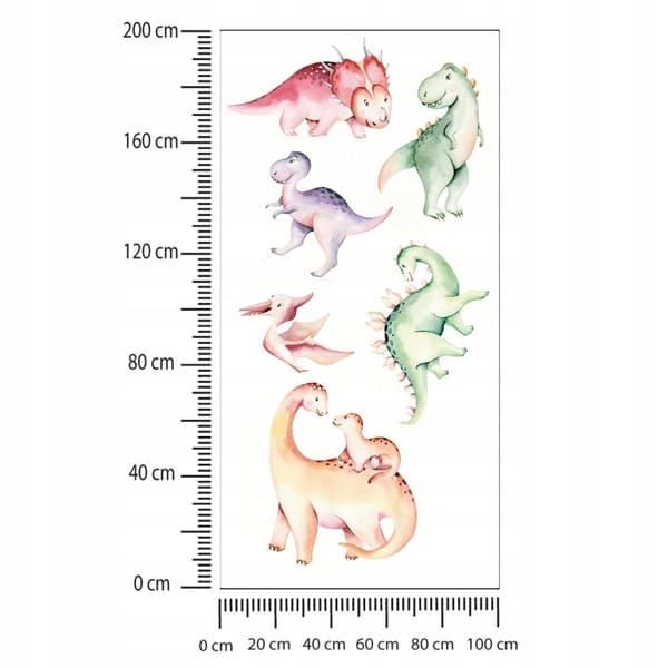 Väggdekorationer för barn Färgglada dinosaurier 100x200cm