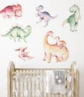 Miniatyrbild 2 av 4: Väggdekorationer för barn Färgglada dinosaurier 100x200cm
