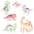 Miniatyrbild 1 av 4: Väggdekorationer för barn Färgglada dinosaurier 100x200cm