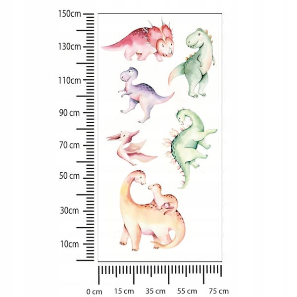 Lasten seinätarrat Värikkäät dinosaurukset 75x150cm