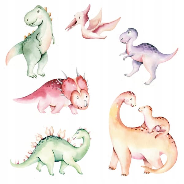 Vægklistermærker til børn Farverige dinosaurer 50x100cm