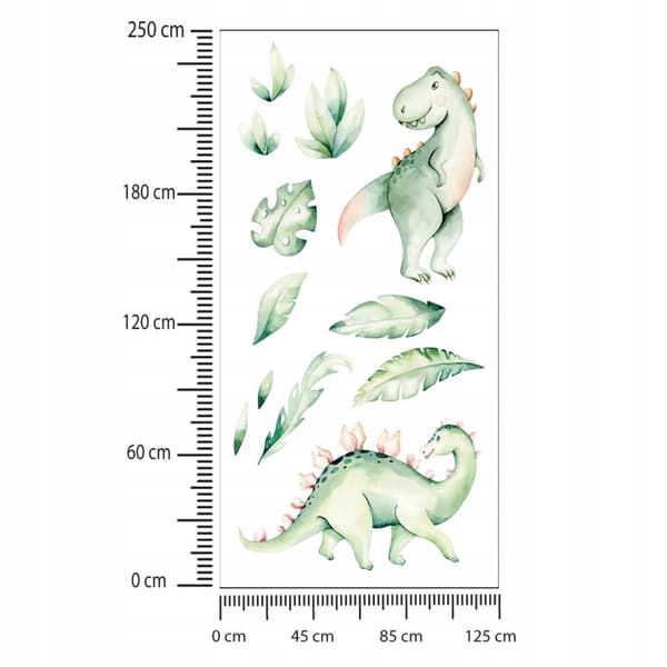 Lasten seinätarrat Vihreät dinosaurukset 125x250cm