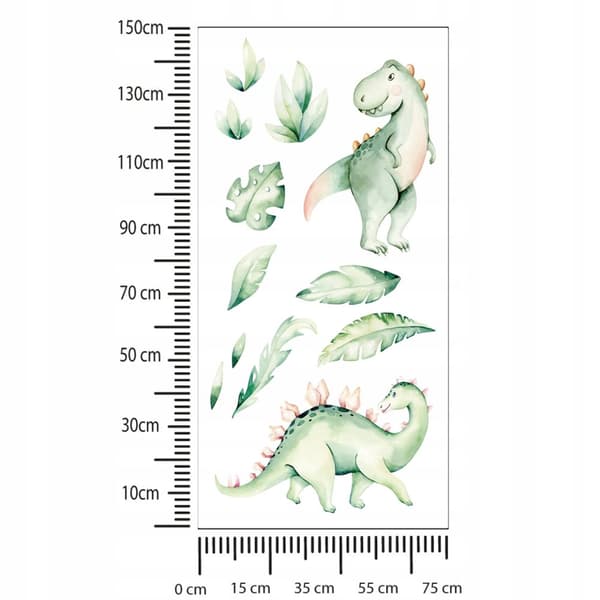 Lasten seinätarrat Vihreät dinosaurukset 75x150cm